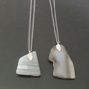 2/$8 Gray Agate Necklaces
